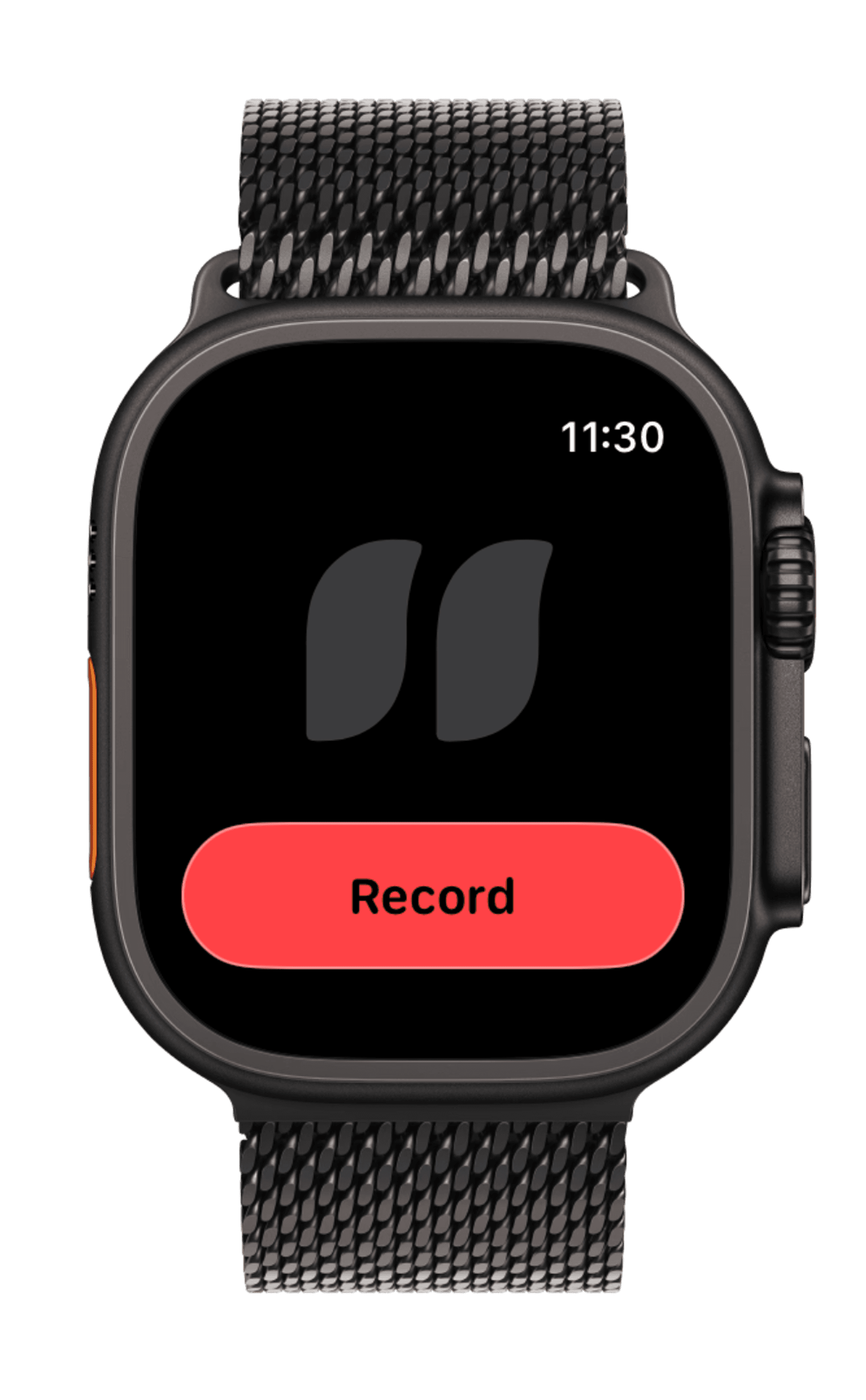 Moment Notes on Apple Watch with a prominent red Record button.